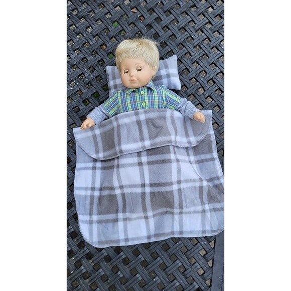 15" 18" Doll Bedding Set Pillow and Blanket Fleece American Girl Bitty Baby Doll - Picture 1 of 3